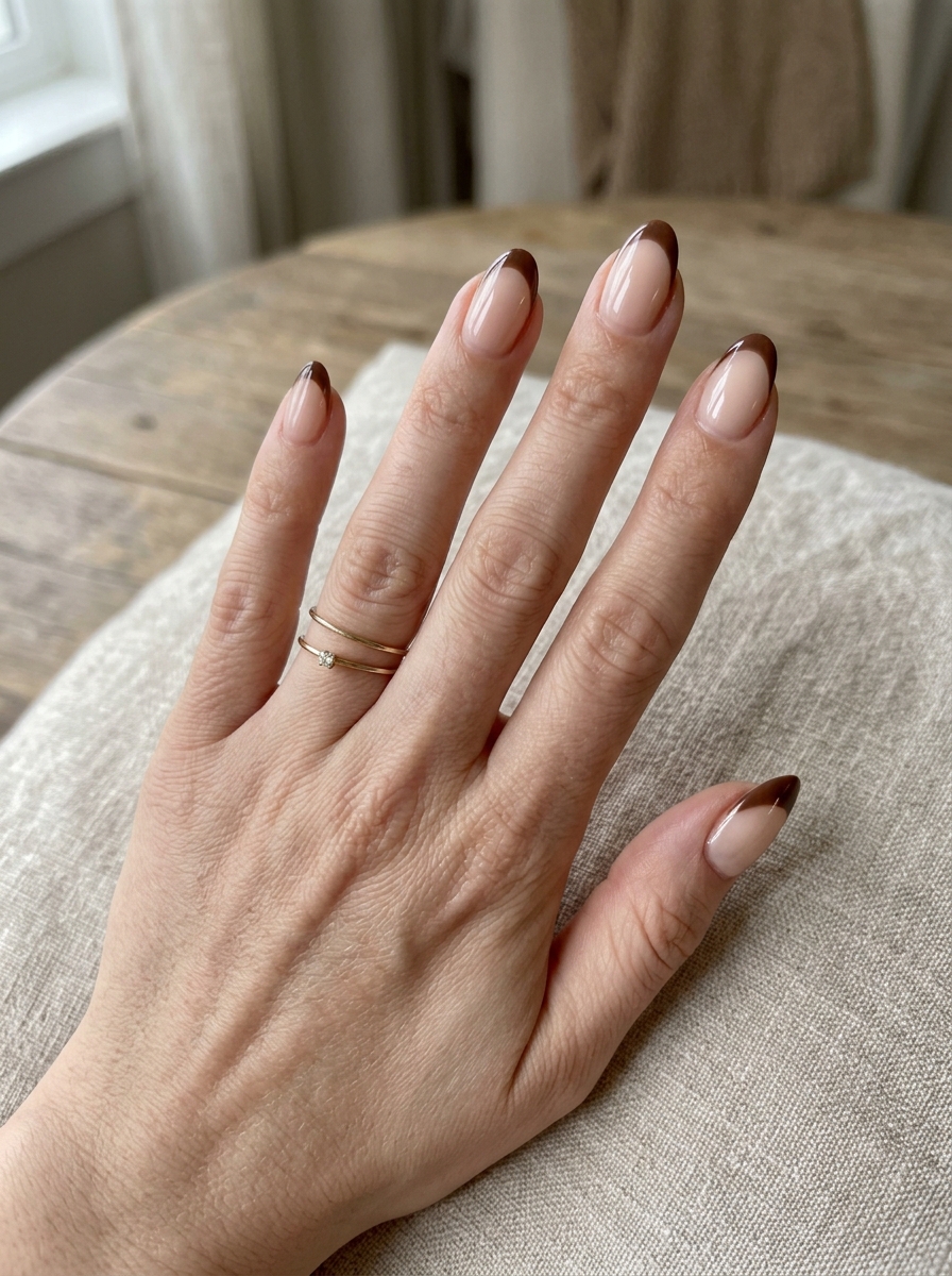 Brown Side French Nails als Brown French Nägel Inspiration 2026